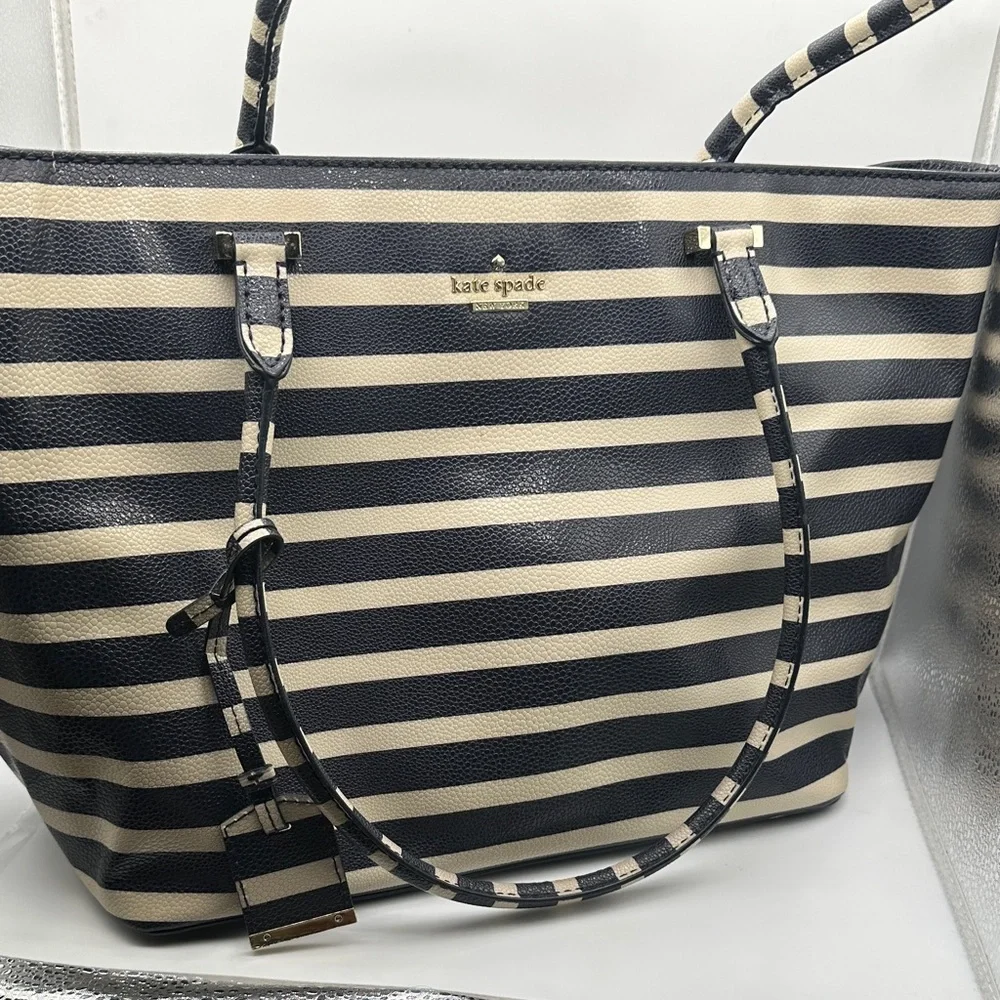 Kate Spade Striped Tote with Storybook lining